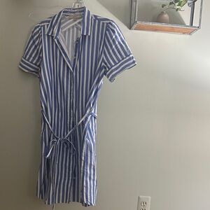 LOFT Blue and White Striped Mini Dress